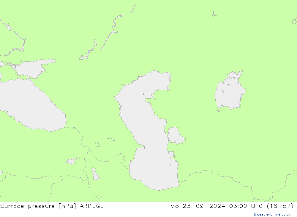 Pressione al suolo ARPEGE lun 23.09.2024 03 UTC