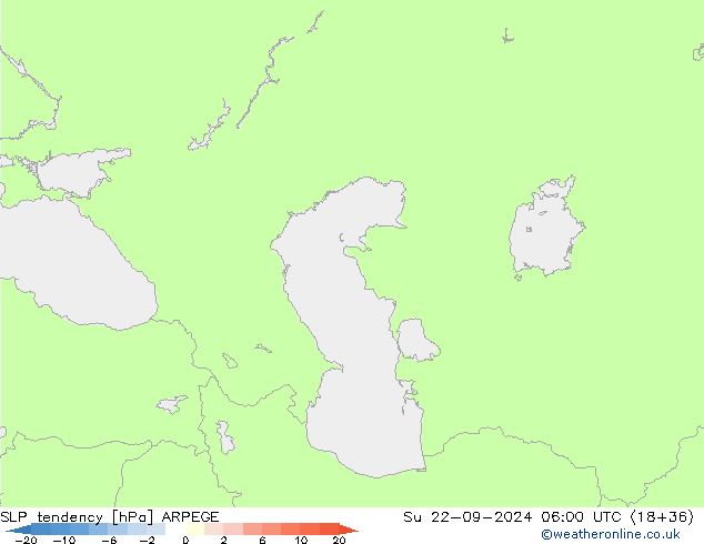 SLP tendency ARPEGE Dom 22.09.2024 06 UTC