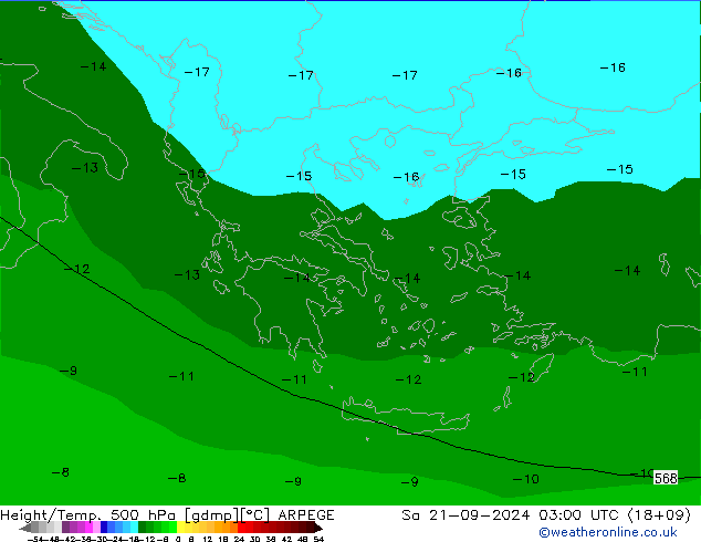 Geop./Temp. 500 hPa ARPEGE sáb 21.09.2024 03 UTC