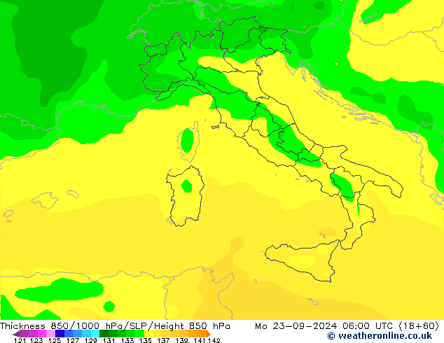 Thck 850-1000 hPa ARPEGE Mo 23.09.2024 06 UTC