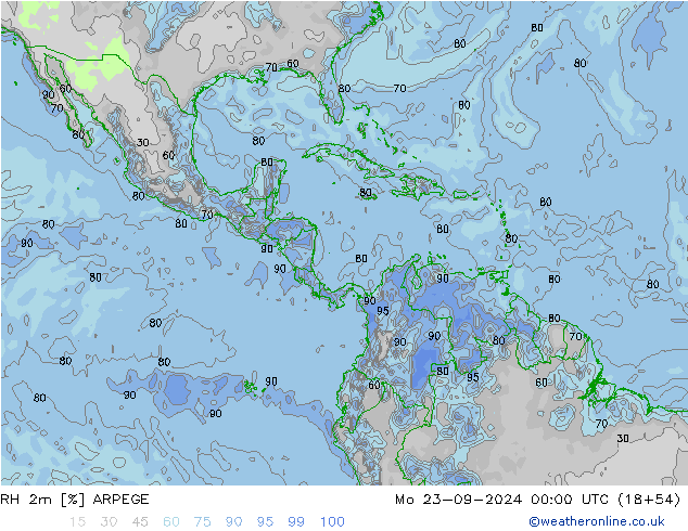 RH 2m ARPEGE Seg 23.09.2024 00 UTC