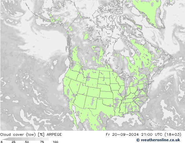 云 (低) ARPEGE 星期五 20.09.2024 21 UTC