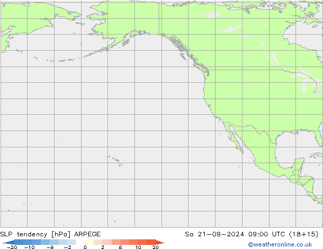 Tendenza di Pressione ARPEGE sab 21.09.2024 09 UTC