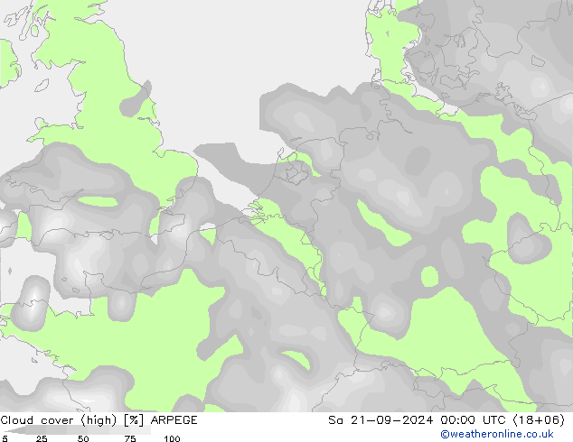 Wolken (hohe) ARPEGE Sa 21.09.2024 00 UTC