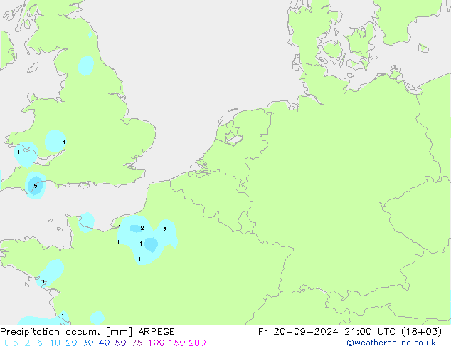 Nied. akkumuliert ARPEGE Fr 20.09.2024 21 UTC