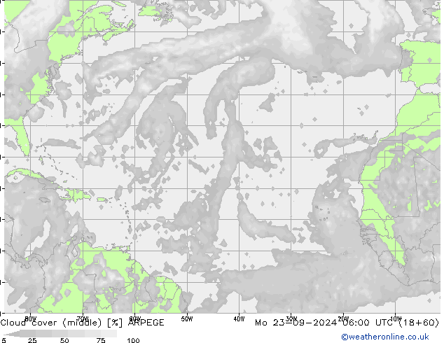 oblačnosti uprostřed ARPEGE Po 23.09.2024 06 UTC