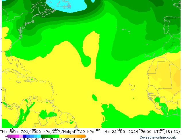 Thck 700-1000 hPa ARPEGE pon. 23.09.2024 06 UTC