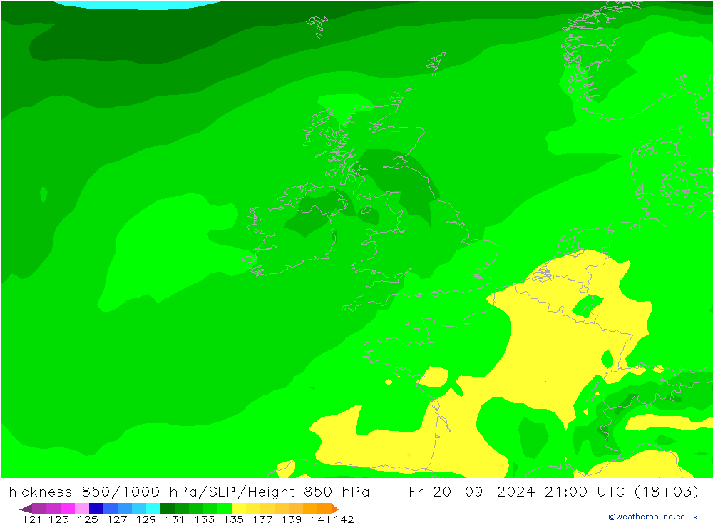 Thck 850-1000 hPa ARPEGE Pá 20.09.2024 21 UTC