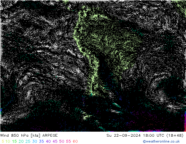  850 hPa ARPEGE  22.09.2024 18 UTC