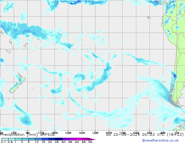 Precipitation ARPEGE Su 22.09.2024 03 UTC