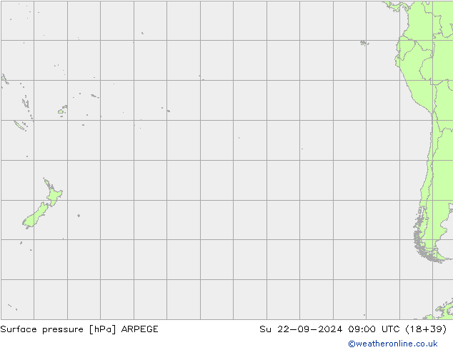 Atmosférický tlak ARPEGE Ne 22.09.2024 09 UTC