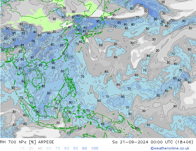 RV 700 hPa ARPEGE za 21.09.2024 00 UTC