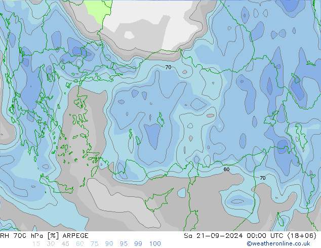 RV 700 hPa ARPEGE za 21.09.2024 00 UTC