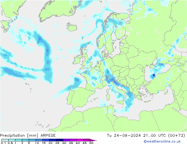 Niederschlag ARPEGE Di 24.09.2024 00 UTC