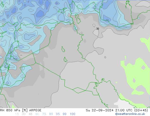 850 hPa Nispi Nem ARPEGE Paz 22.09.2024 21 UTC