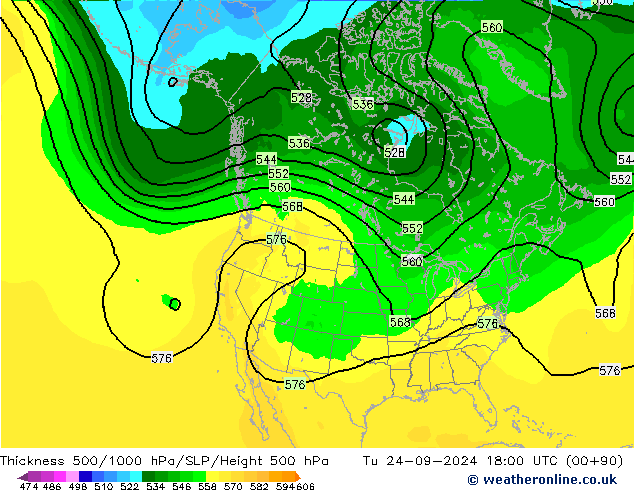 Thck 500-1000hPa ARPEGE 星期二 24.09.2024 18 UTC