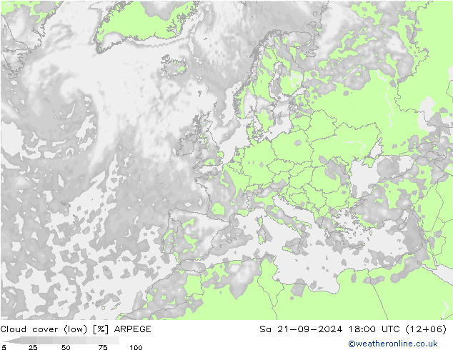 Nubes bajas ARPEGE sáb 21.09.2024 18 UTC