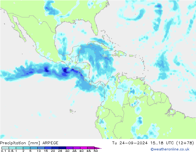 Niederschlag ARPEGE Di 24.09.2024 18 UTC