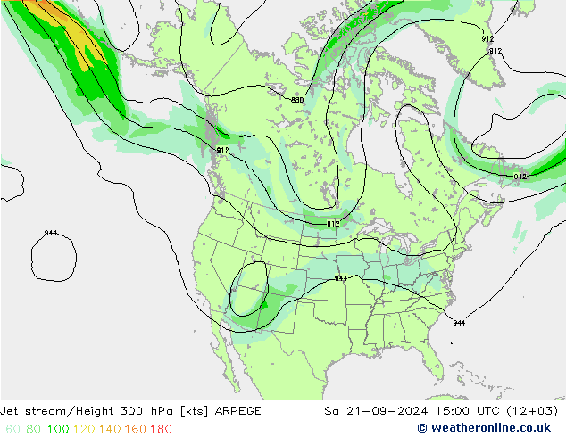 Corriente en chorro ARPEGE sáb 21.09.2024 15 UTC