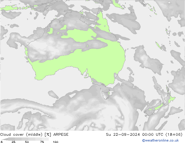 Wolken (mittel) ARPEGE So 22.09.2024 00 UTC