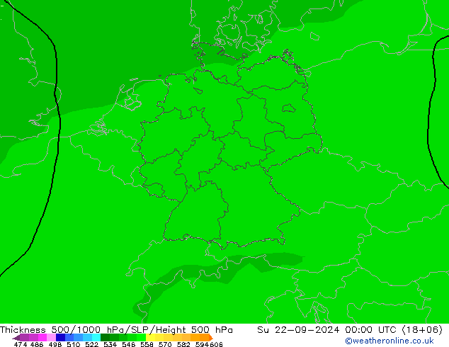 Thck 500-1000hPa ARPEGE Su 22.09.2024 00 UTC