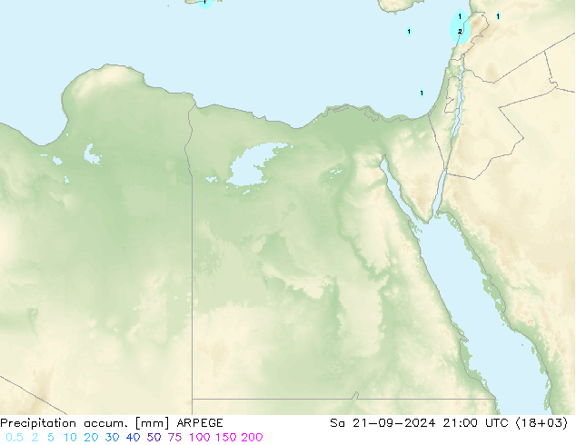 Totale neerslag ARPEGE za 21.09.2024 21 UTC