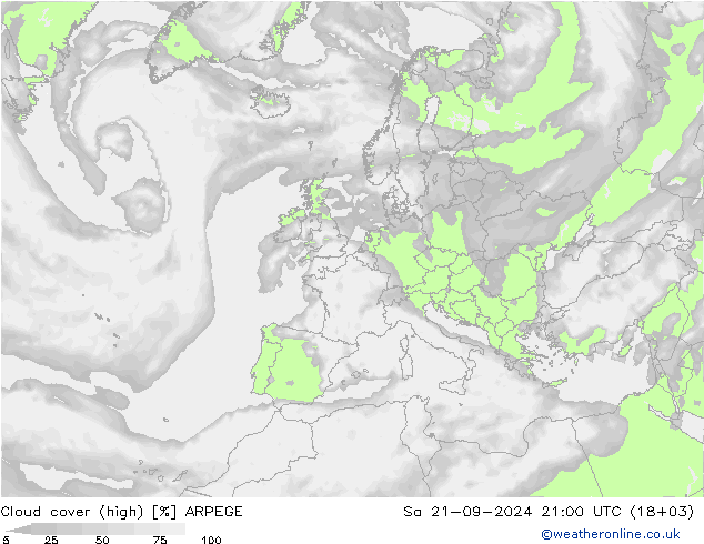 云 (中) ARPEGE 星期六 21.09.2024 21 UTC