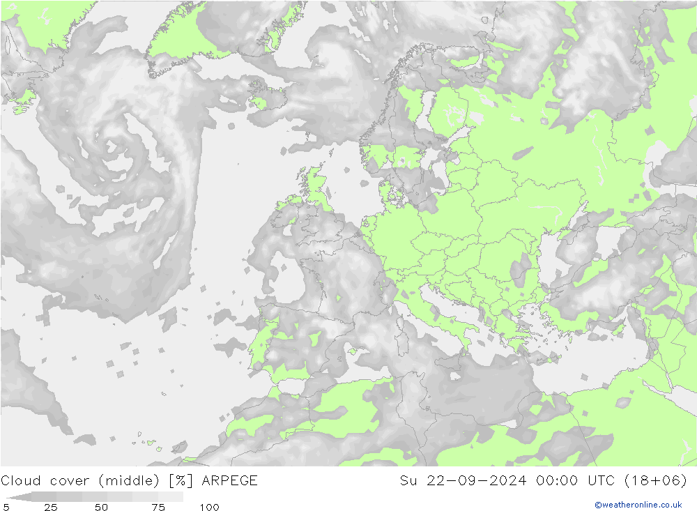 云 (中) ARPEGE 星期日 22.09.2024 00 UTC