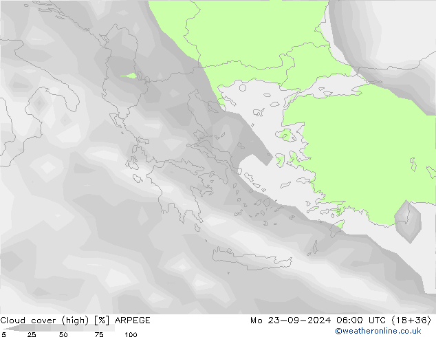 Bulutlar (yüksek) ARPEGE Pzt 23.09.2024 06 UTC