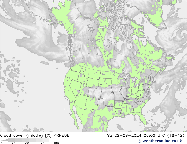 Wolken (mittel) ARPEGE So 22.09.2024 06 UTC