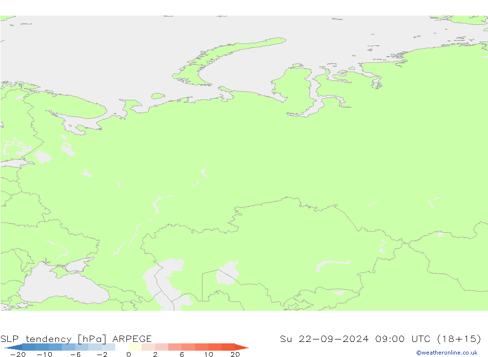 SLP tendency ARPEGE Su 22.09.2024 09 UTC