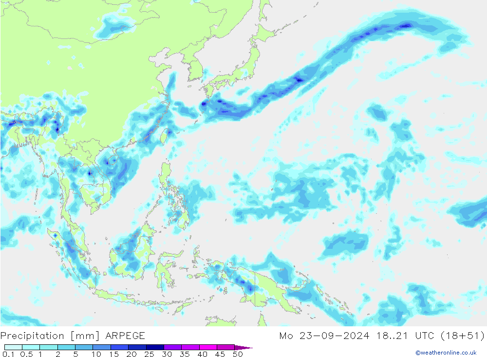 precipitação ARPEGE Seg 23.09.2024 21 UTC