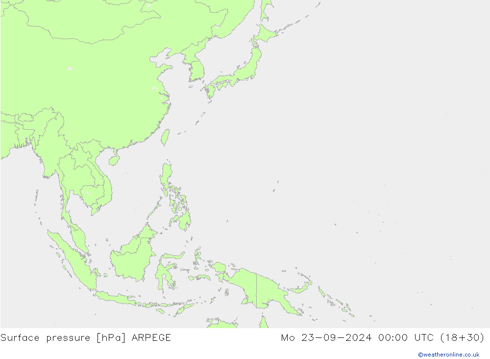 Pressione al suolo ARPEGE lun 23.09.2024 00 UTC