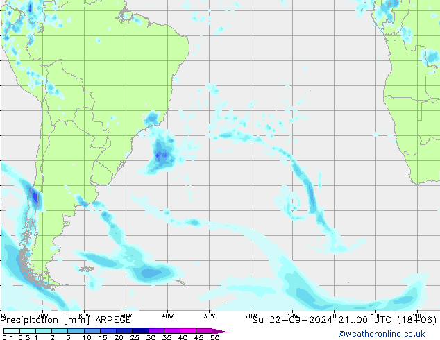 Precipitation ARPEGE Su 22.09.2024 00 UTC