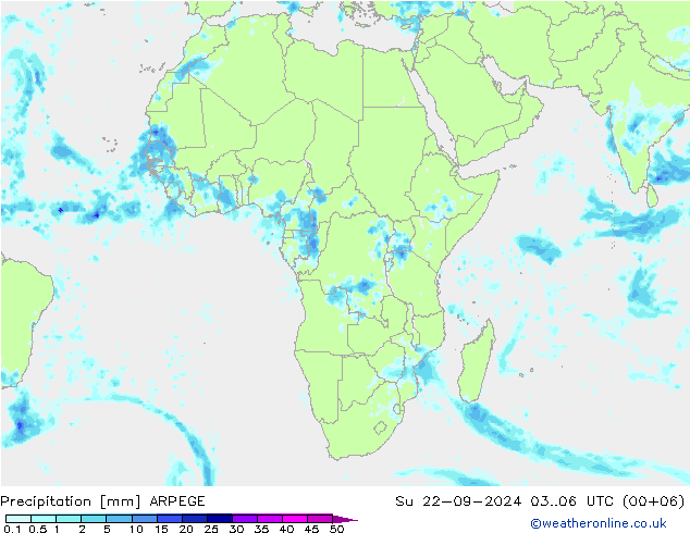 осадки ARPEGE Вс 22.09.2024 06 UTC