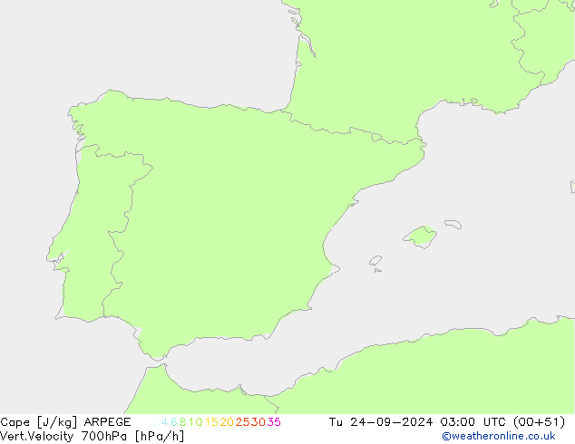 Cape ARPEGE Tu 24.09.2024 03 UTC