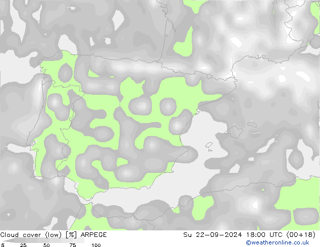 Wolken (tief) ARPEGE So 22.09.2024 18 UTC