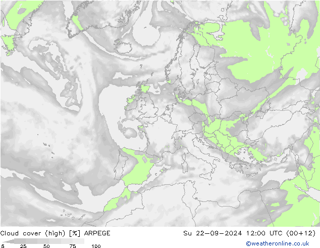 облака (средний) ARPEGE Вс 22.09.2024 12 UTC