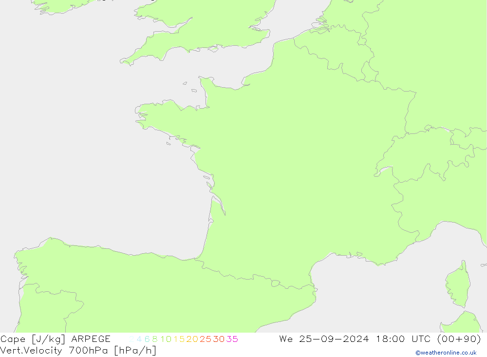 Cape ARPEGE Mi 25.09.2024 18 UTC