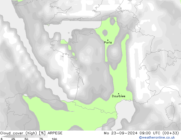 nuvens (high) ARPEGE Seg 23.09.2024 09 UTC