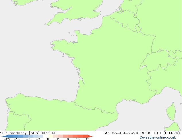 SLP tendency ARPEGE Seg 23.09.2024 00 UTC