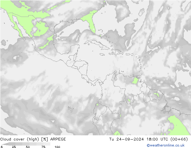 Wolken (hohe) ARPEGE Di 24.09.2024 18 UTC