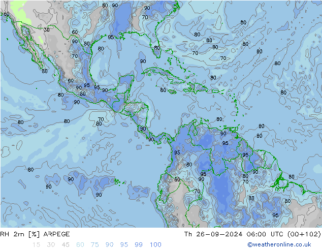 RH 2m ARPEGE Th 26.09.2024 06 UTC