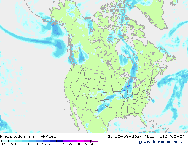 降水 ARPEGE 星期日 22.09.2024 21 UTC