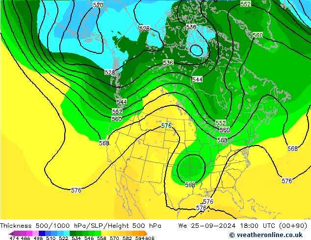 Thck 500-1000hPa ARPEGE 星期三 25.09.2024 18 UTC