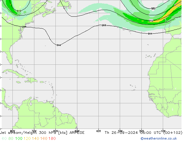 Straalstroom ARPEGE do 26.09.2024 06 UTC