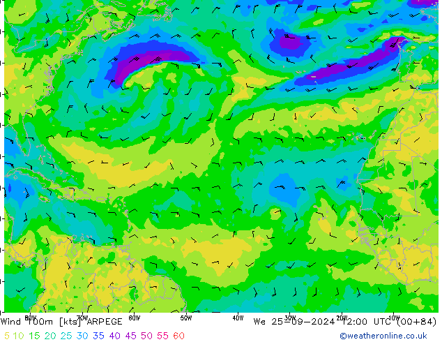 Wind 100m ARPEGE St 25.09.2024 12 UTC