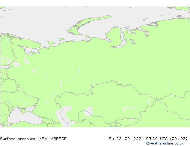 Surface pressure ARPEGE Su 22.09.2024 03 UTC