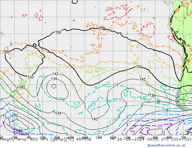 Height/Temp. 850 hPa ARPEGE Qui 26.09.2024 06 UTC