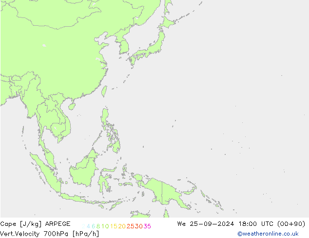 Cape ARPEGE wo 25.09.2024 18 UTC